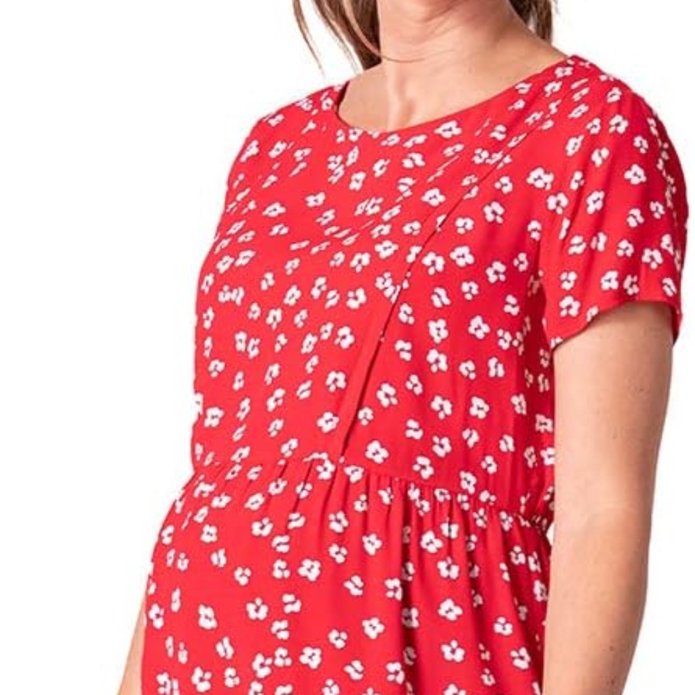 Seraphine red floral maternity and nursing top